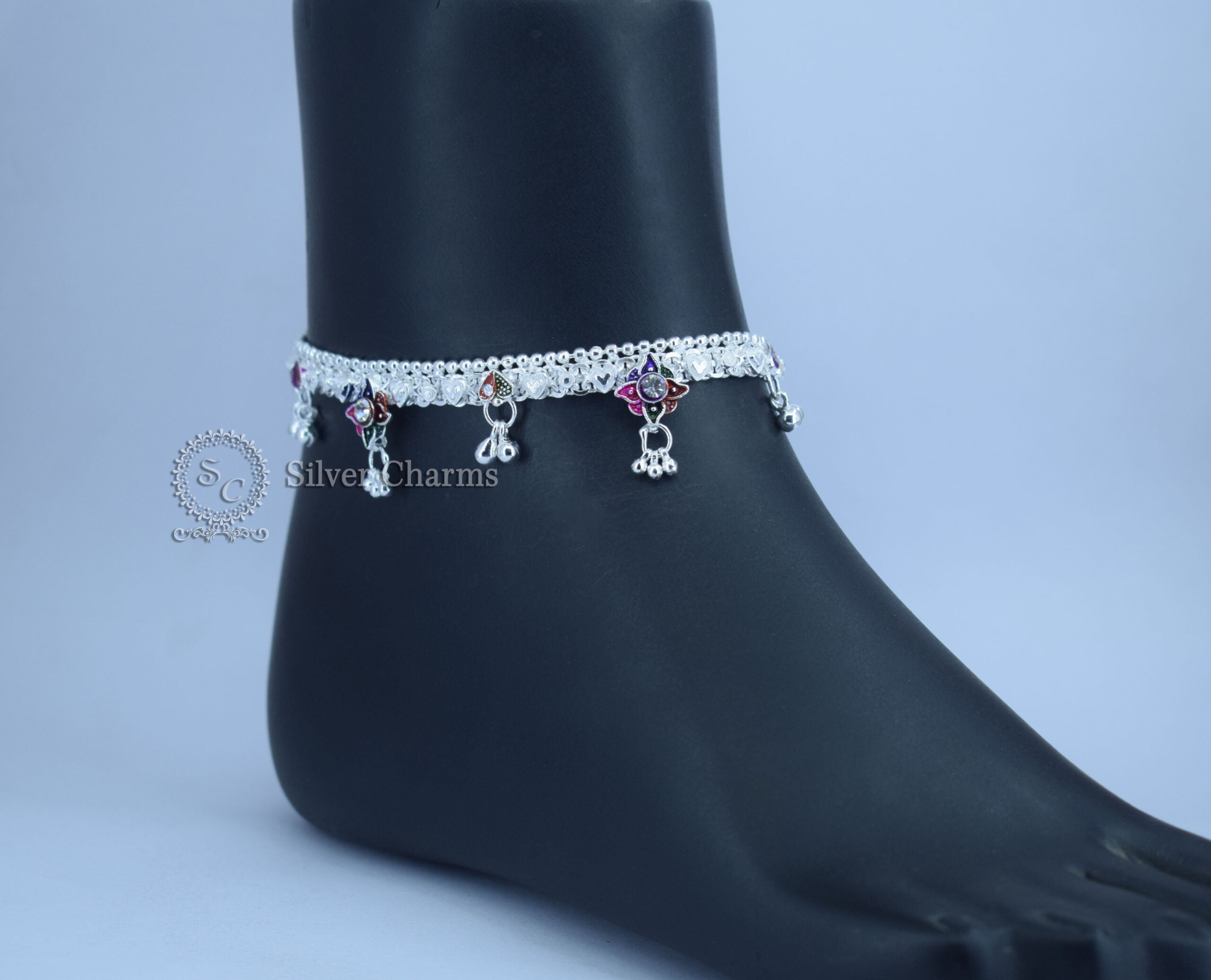 Khushboo Rava designer silver anklets