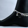 Trendy Double chain fancy silver anklets