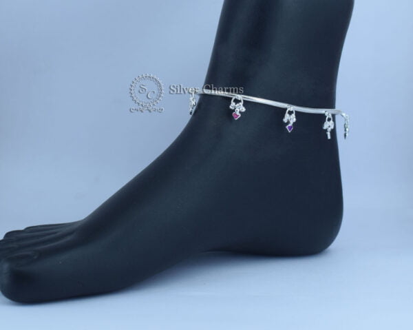 Trendy Light Weight Fancy Silver Anklet For Girls