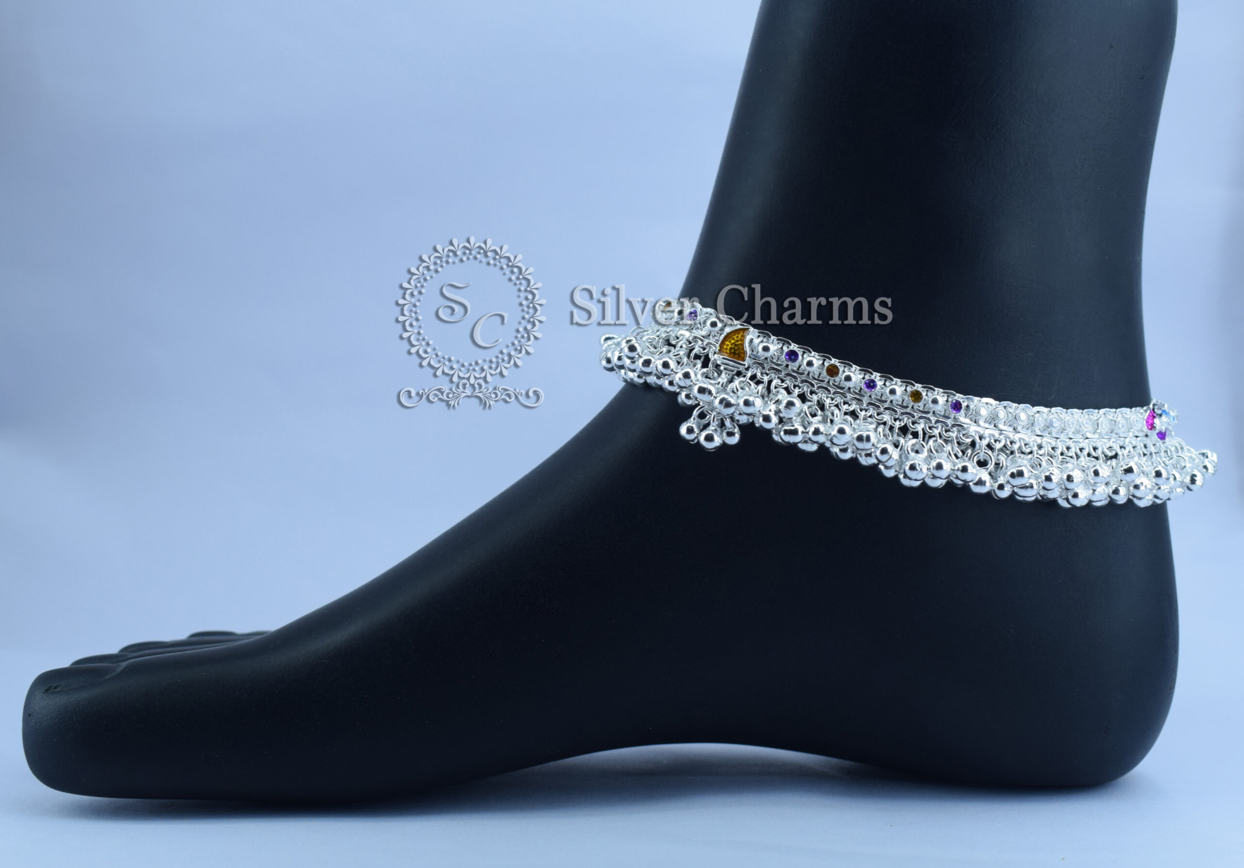 Silver charms- Khushbu gola payal